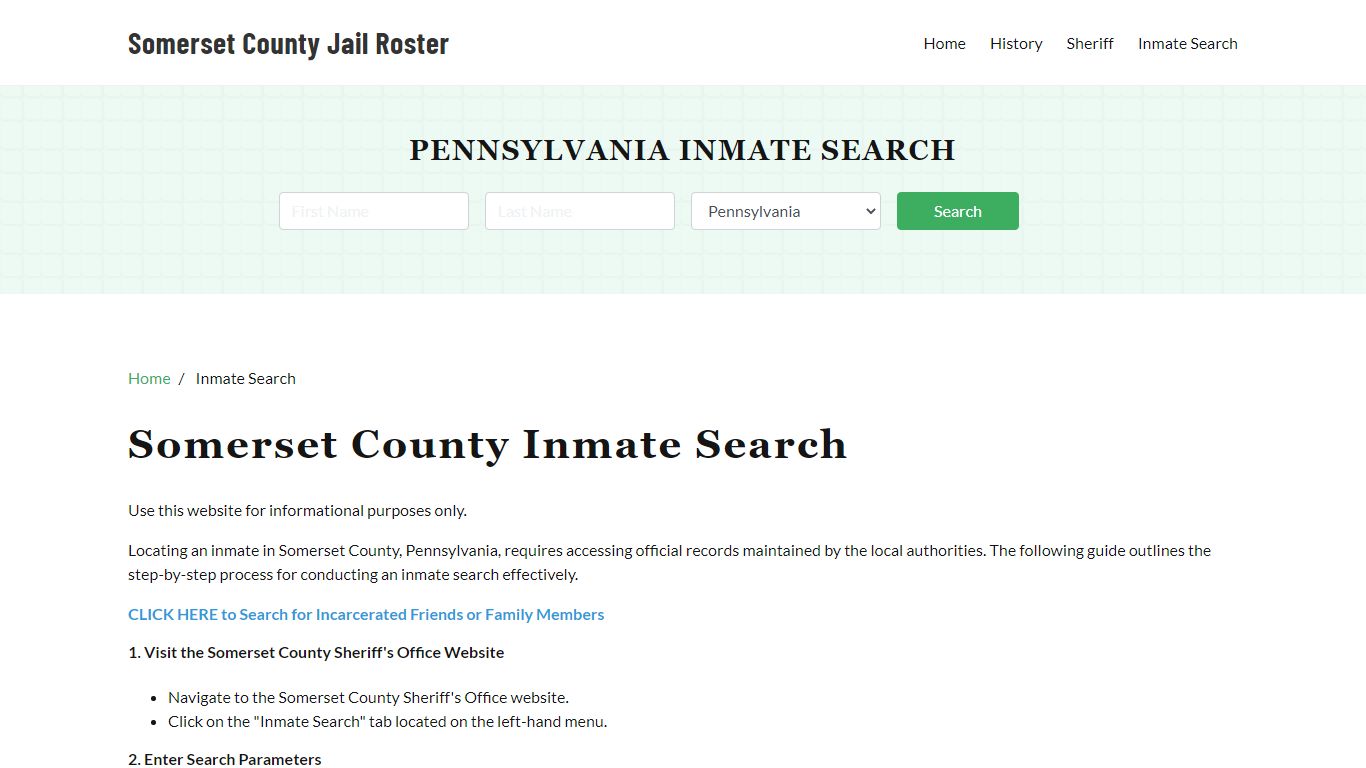 Somerset County, PA Detainee Lookup